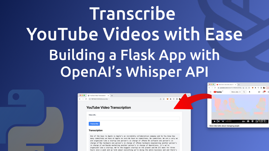 In this blog post, we will introduce you to a powerful, user-friendly solution for transcribing YouTube videos: a Flask web app utilizing OpenAI's cutting-edge Whisper API for speech-to-text conversion. We'll walk you through the entire process, from setting up the app to integrating Pytube for downloading YouTube videos and OpenAI's Whisper API for transcription.