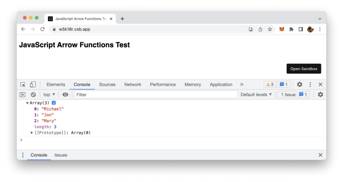 JavaScript Arrow Functions Test