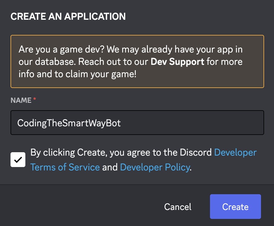 Discord Developer Dashboard