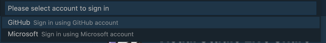 The Live Share extension is asking you to sign in with a GitHub or Microsoft account
