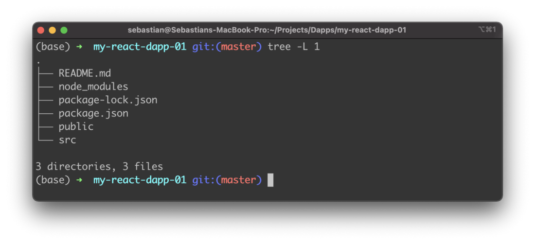 Default project structure of the React project