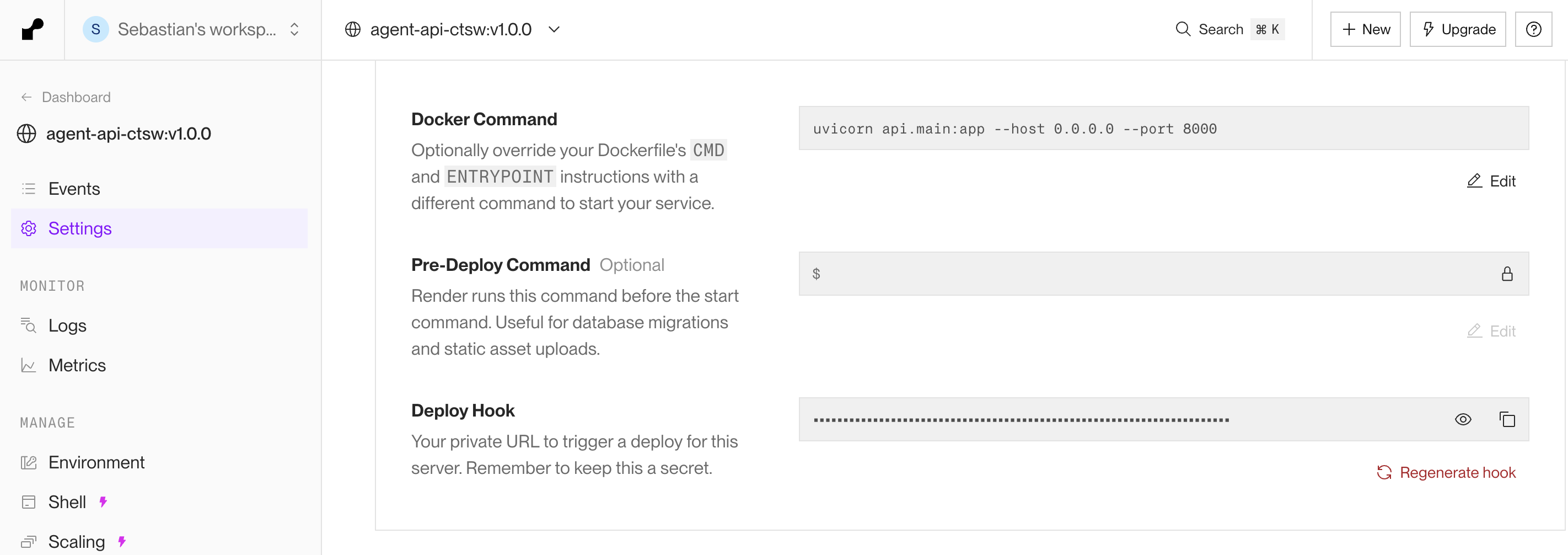 Setting the start command on Render